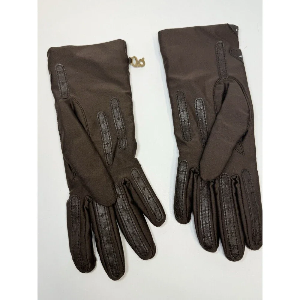 Vintage Grandoe Activizer Nylon Leather Trim Chocolate Brown Gloves One Size